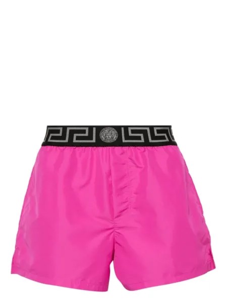 Versace плавки-шорты с узором Greca, розовый