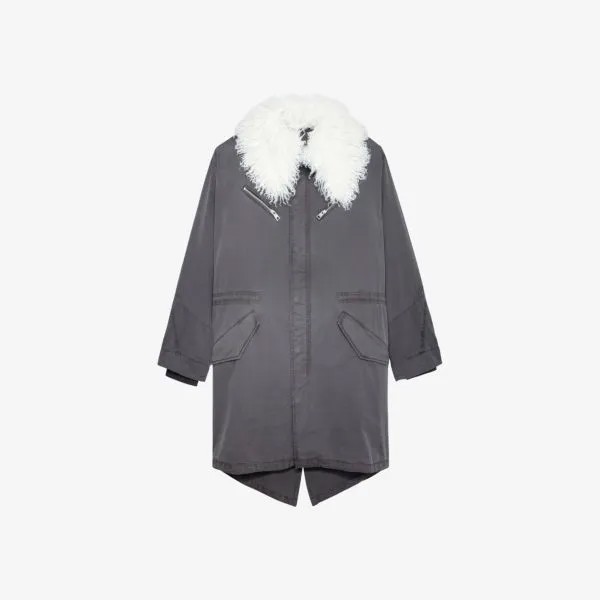 Хлопковая парка Kidea с воротником из искусственного меха Zadig&Voltaire, цвет ardoise