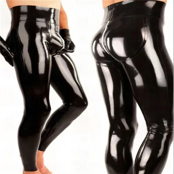 Сексуальные черные латексные мужские брюки, резиновые брюки 3d с дизайном под заказ