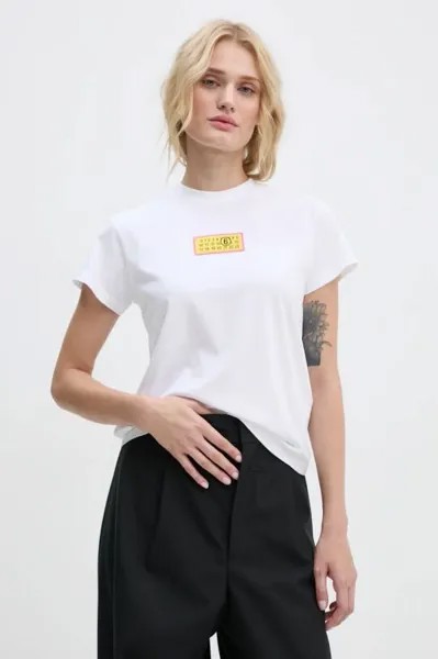Хлопковая футболка MM6 Maison Margiela, белый