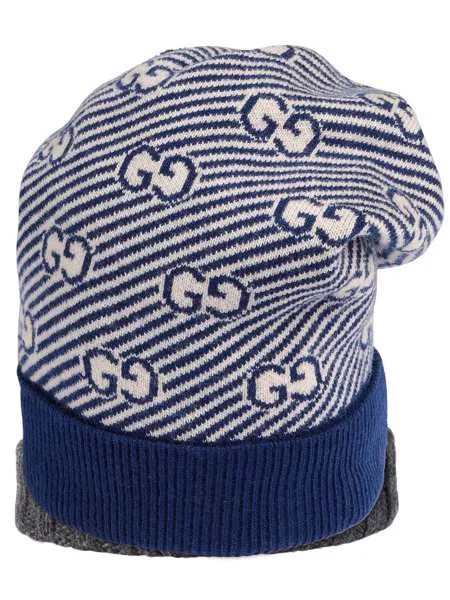 Gucci Kids шапка бини вязки интарсия с логотипом GG