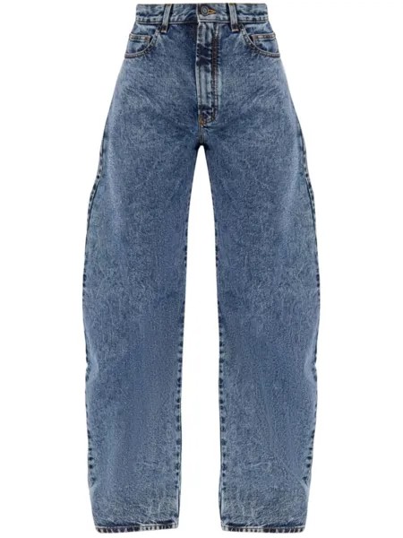 Alaïa зауженные джинсы с высокой талией, синий