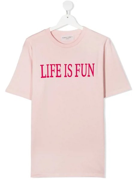 Alberta Ferretti Kids футболка с надписью Life Is Fun