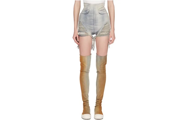 Джинсовые шорты женские черные/синие Rick Owens Drkshdw