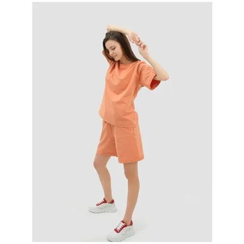 Костюм RICH LINE, футболка и шорты, повседневный стиль, полуприлегающий силуэт, размер M, оранжевый