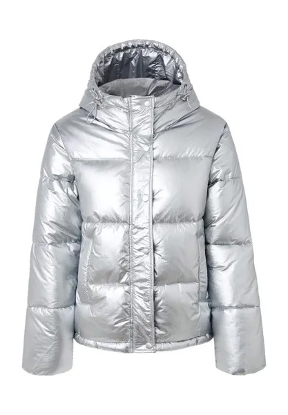 Стеганая куртка, капюшон, воротник стойка, женская Pepe Jeans, цвет Silver