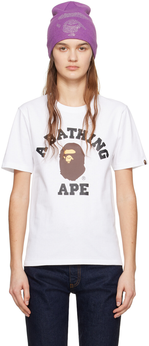 Белая футболка колледжа Bape, цвет White