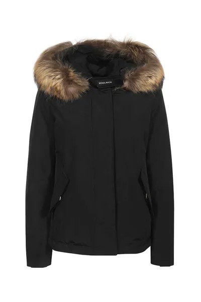 Короткая парка с меховым капюшоном Woolrich, черный