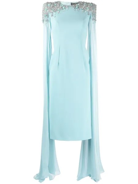 Декорированное платье миди Jenna Jenny Packham, синий