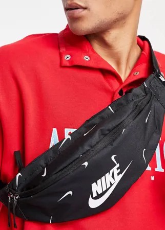 Черная сумка-кошелек на пояс с принтом логотипа Nike Heritage-Черный цвет