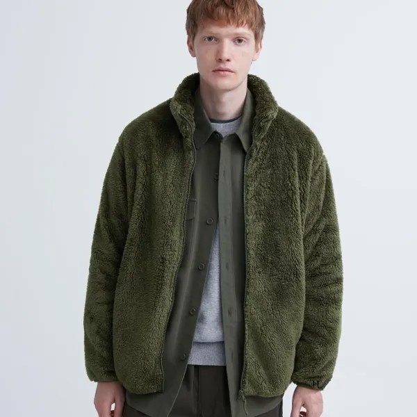 Толстовка Uniqlo Unisex Fluffy Fleece, оливковый