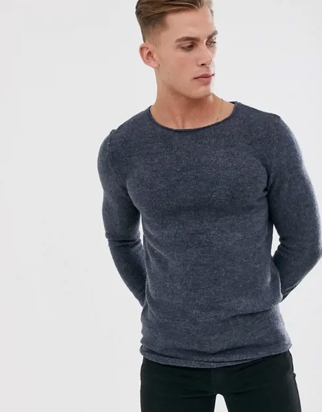 Трикотажный джемпер с круглым Selected Homme-Синий