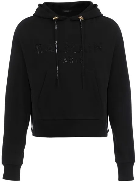Balmain худи со стразами, черный
