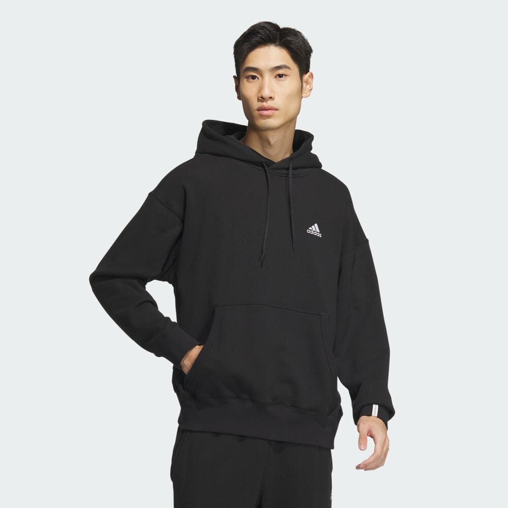 Парка Adidas Essentials Plus Loose Fit Small Logo French Terry Pullover Hoodie, черный