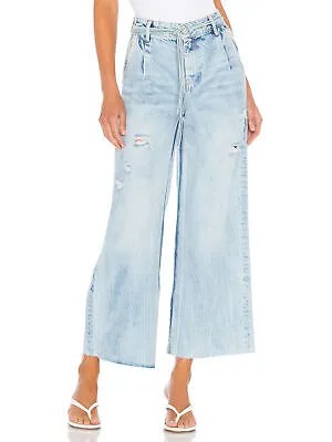 WE THE FREE Женские голубые укороченные широкие джинсы с рваными карманами 28
