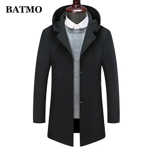 BATMO 2019 Новое поступление высокого качества шерстяные куртки с капюшоном для мужчин, мужской шерстяной плащ, плюс-Размер M-8XL 1988A