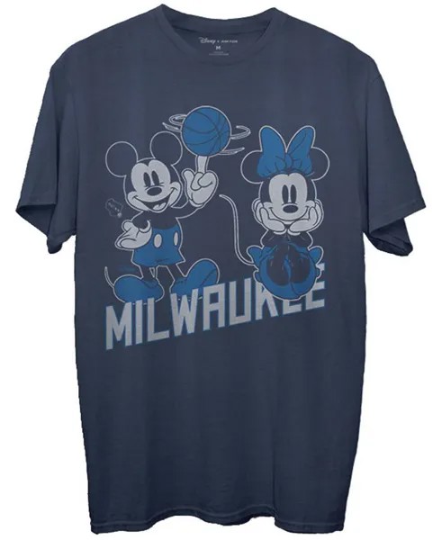 Мужская темно-синяя футболка milwaukee bucks disney mickey minnie 2020/21 city edition Junk Food, синий