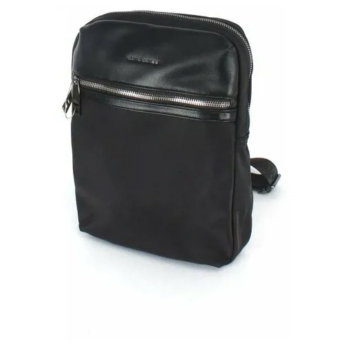 Рюкзак (сумка) мужской искусственная кожа David Jones 908804-BLACK, однолямочный, черный