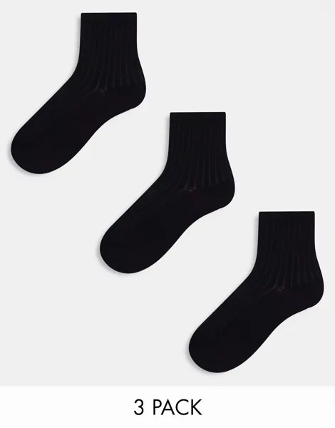 Три пары черных носков в рубчик Weekday Bella