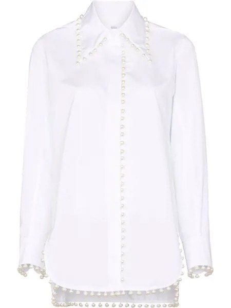 Rosie Assoulin pearl-trim poplin shirt