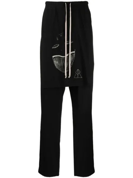 Rick Owens DRKSHDW спортивные брюки Toothface Belas с низким шаговым швом, черный