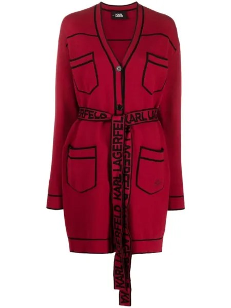Karl Lagerfeld кардиган-пальто с поясом, красный