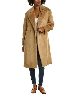 Полушерстяное пальто Vince Fuzzy женское коричневое M