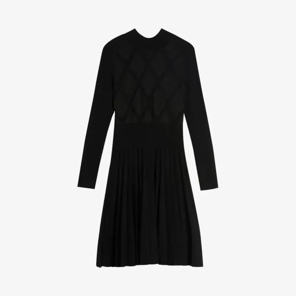 Прозрачное тканое платье Fyonah с узором «аргайл» и плиссированной юбкой Ted Baker, цвет midnight