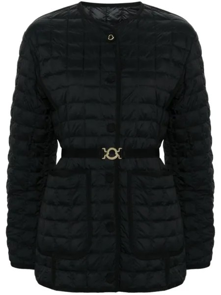 Moncler пуховик с нашивкой-логотипом, черный