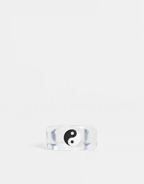 Прозрачное пластиковое кольцо со знаком Инь и Ян ASOS DESIGN-Прозрачный