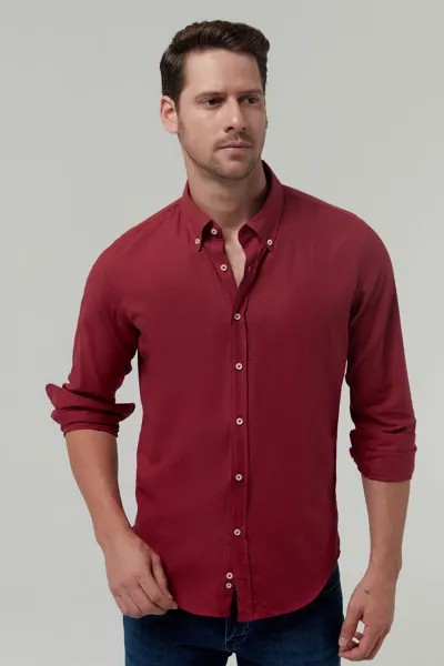 Красная однотонная рубашка приталенного кроя Lumberjack D'S Damat, красный