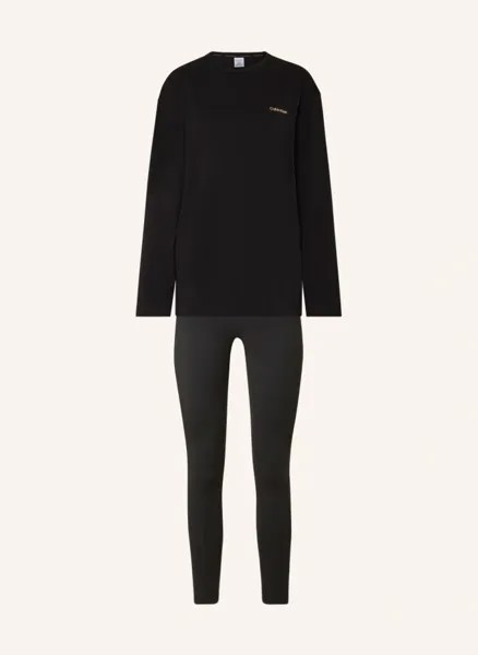 Современная хлопковая пижама Calvin Klein, черный