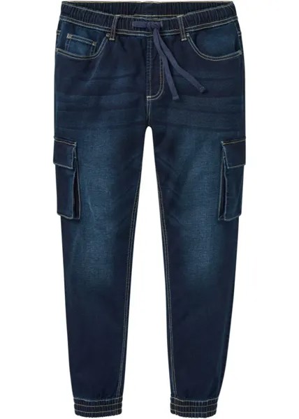 Прямые джинсы-карго стандартного кроя без застежки Rainbow, синий