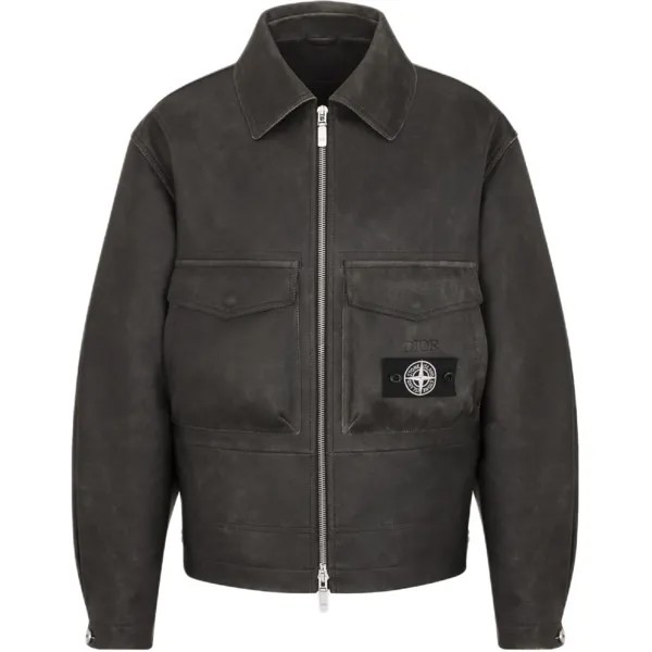Stone Island X Кожаная куртка мужская черная Dior, черный