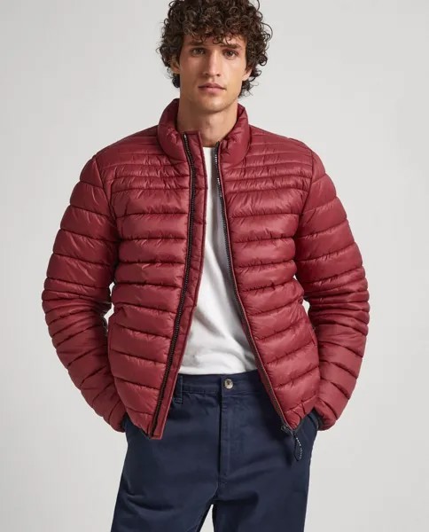 Мужская утепленная куртка-пуховик с высоким воротником Pepe Jeans, красный