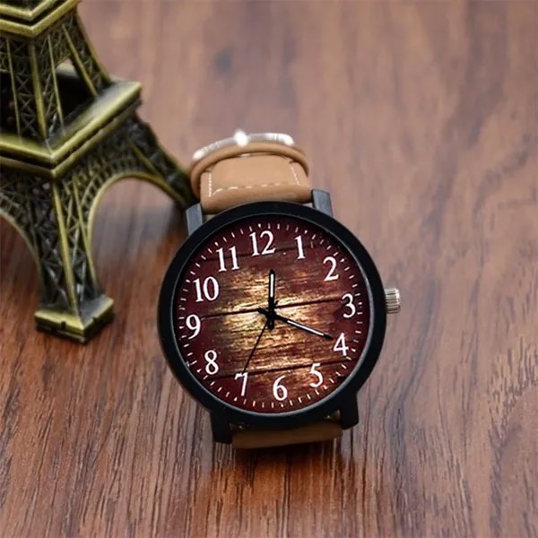 Pdtoweb Модные женские кварцевые наручные часы с арабскими цифрами на большом дисплее и кожаным ремешком