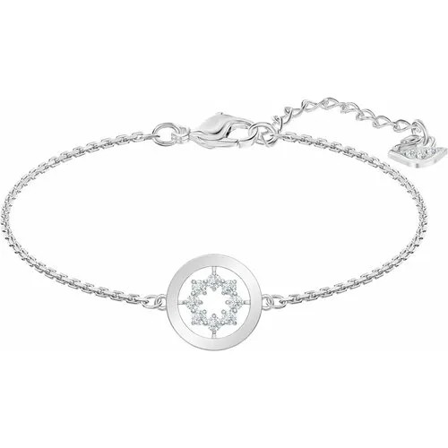 Жесткий браслет SWAROVSKI, кристаллы Swarovski, размер 16.5 см, серебристый