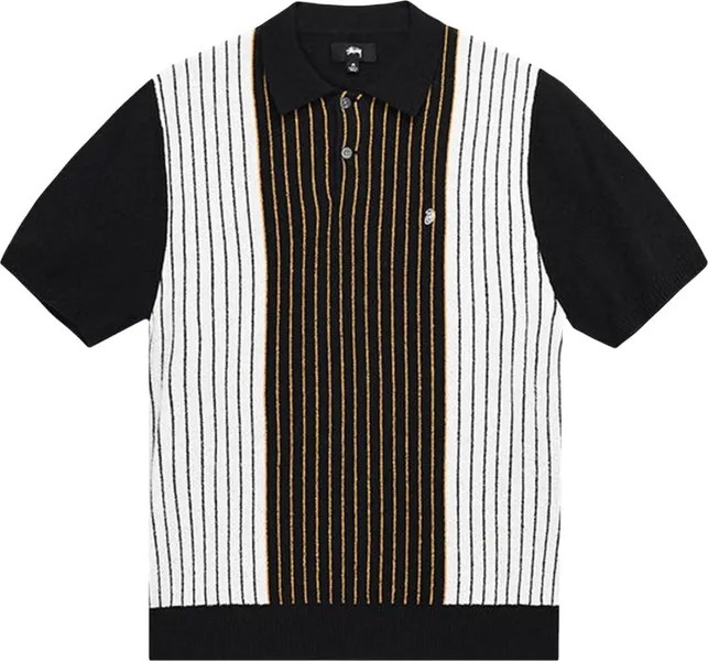 Свитер Stussy Textured Short-Sleeve Polo Sweater 'Black Stripe', разноцветный