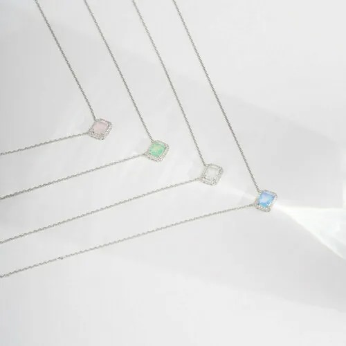 Колье Яхонт, серебро, 925 проба, фианит, длина 40 см.
