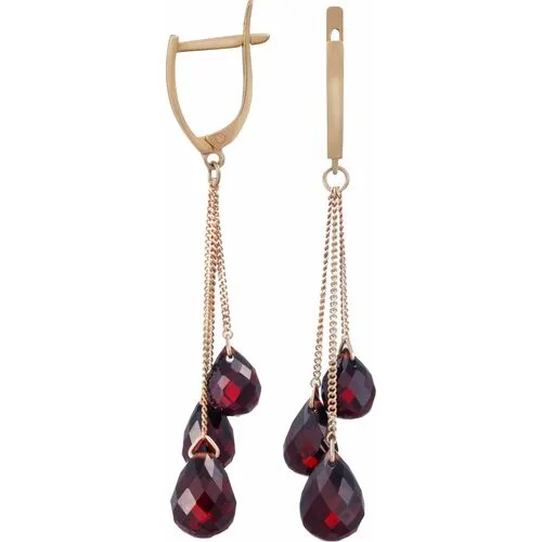 Серьги цепочки Митра, красное золото, 585 проба, гранат, длина 5 см, красный, золотой