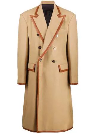 Balmain двубортное пальто с контрастной отделкой