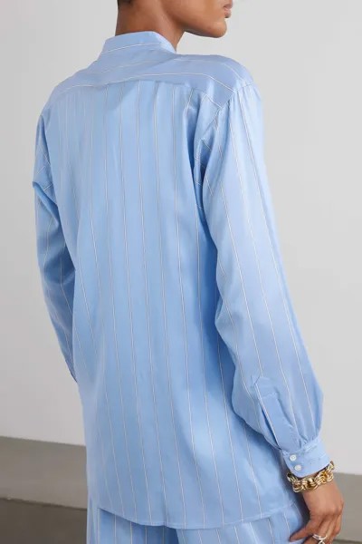 LE KASHA + Полосатая шелковая рубашка Nadine Strittmatter Henryl, синий