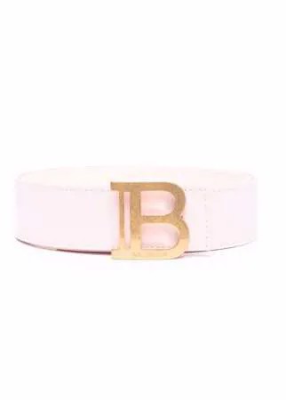 Balmain logo-plaque leather belt