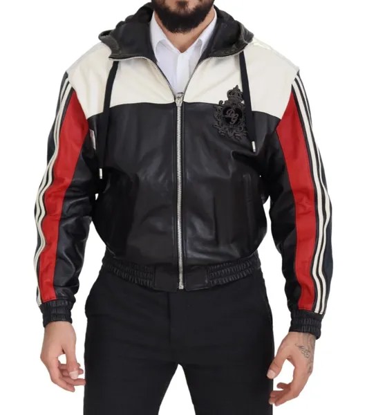 Куртка DOLCE - GABBANA Черное кожаное блузон с капюшоном IT46/US36/S Рекомендуемая розничная цена 4500 долларов США