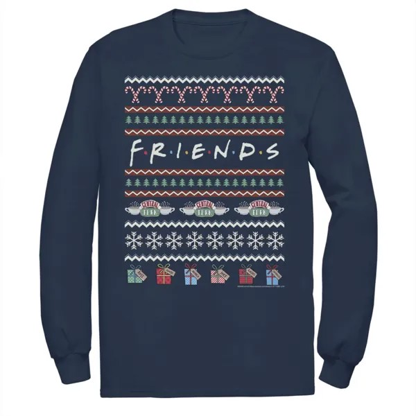 Мужская рождественская футболка с логотипом в стиле уродливого свитера Friends Licensed Character