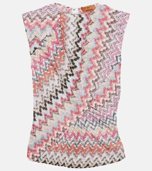 Трикотажный топ с эффектом металлик zig zag Missoni, белый