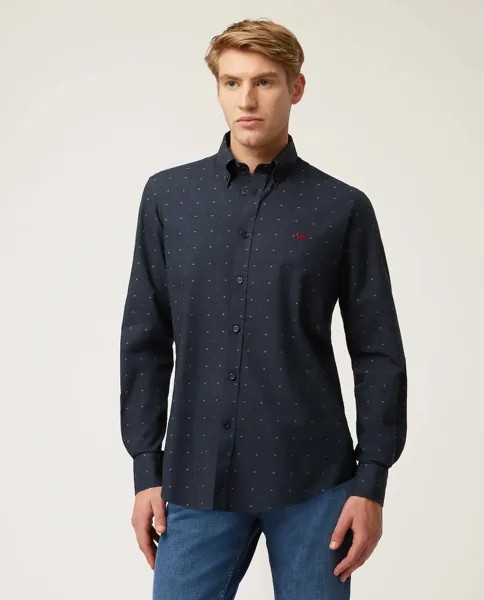 Обычная мужская рубашка в темно-синий горошек Harmont&Blaine, темно-синий