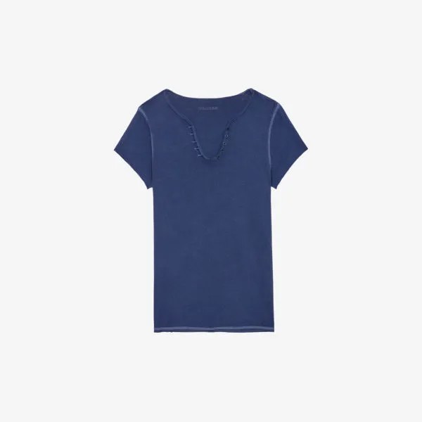 Хлопковая футболка с короткими рукавами и принтом со слоганом Zadig&Voltaire, синий