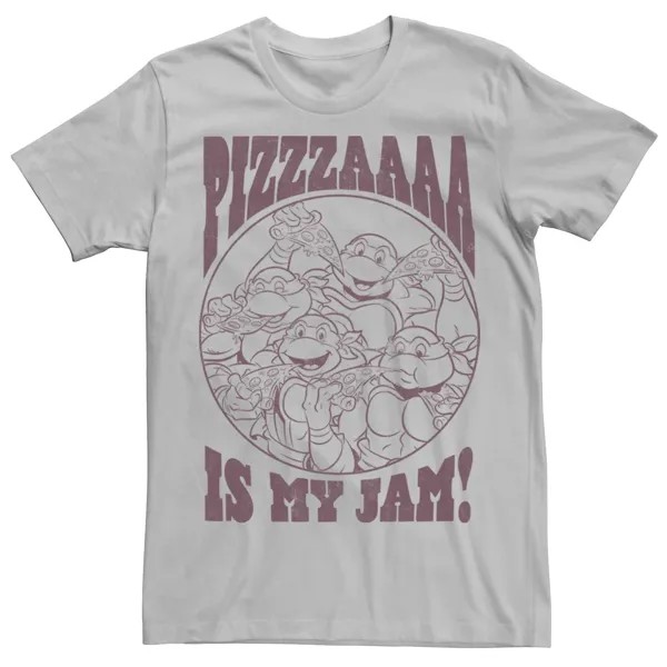 Мужская футболка с буквенным портретом «Черепашки ниндзя Pizza Is My Jam» Licensed Character, серебристый