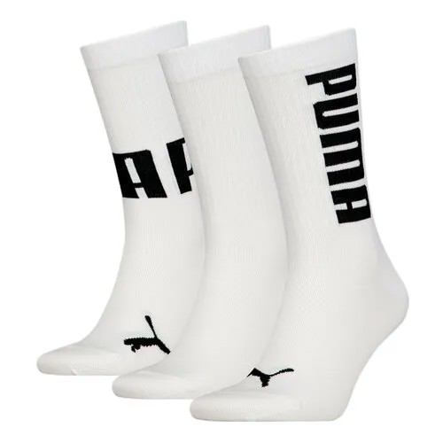 Носки PUMA, комплект, 3 пары, размер 35/38, белый